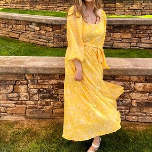 Yellow midi dress reddress boutique